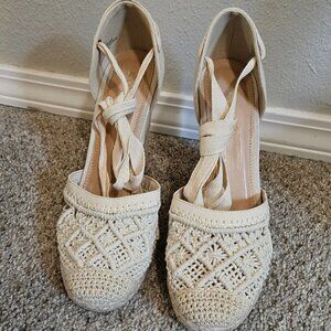 Shoe Dazzle - Connee Lace Up Espadrille Wedge